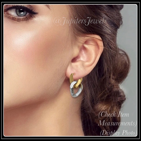 New 925 Sterling Gold & Silver Knot Hook Hoop Earrings - Picture 4 of 6